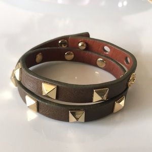 Stella & Dot gold studded wrap bracelet